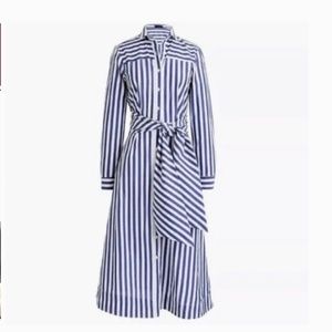 J Crew Marine Blue and White striped classic shirt dress, size 10 new with tag